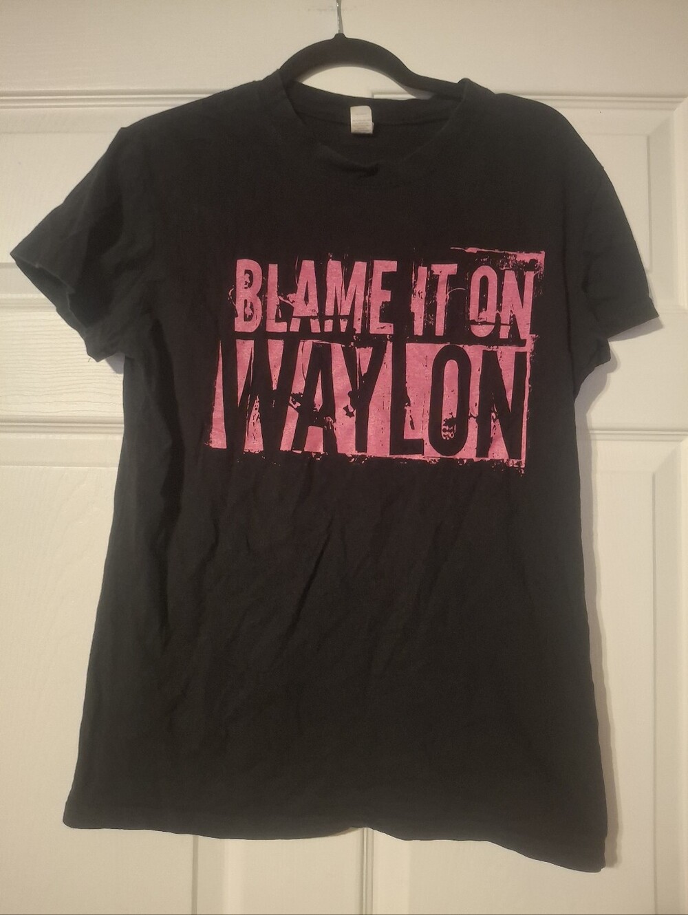 Blame It On Waylon Graphic Tee - Black with Pink Print